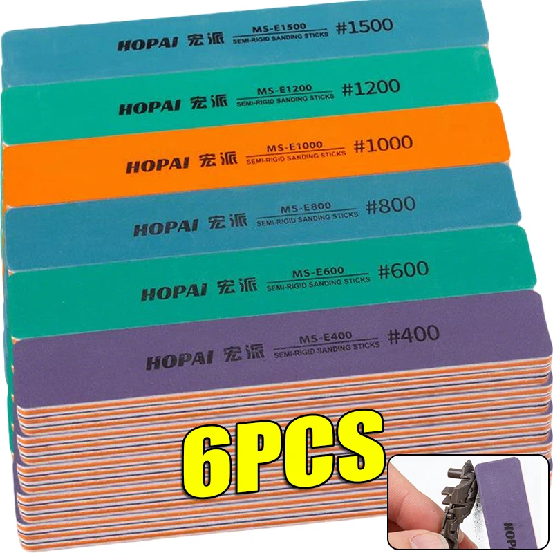 6Pcs MS-E400-1500 Semi-rigid Sanding Sticks PE Model Polishing Rod Specifically Designed for DIY Assembling Model Build Tools