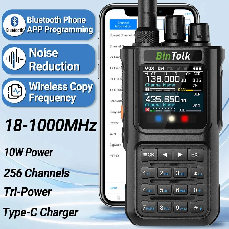 bintolk-bt8000-トランシーバー-bluetooth-プログラム-10w-フルバンド-ワイヤレス-ノイズリダクション-type-c-充電器-ポータブル双方向ラジオ