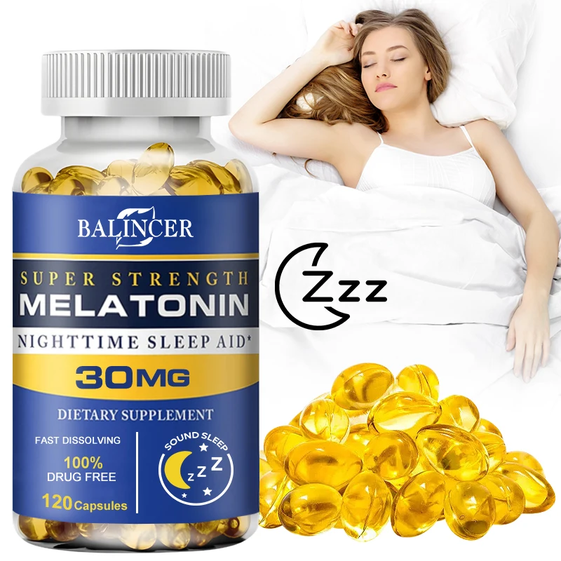 Balincer Melatonin Nighttime Sleep Aid 30 Mg - Supports Relaxation, Stress Relief and Healthy Sleep, Non-GMO, Dietary Supplement