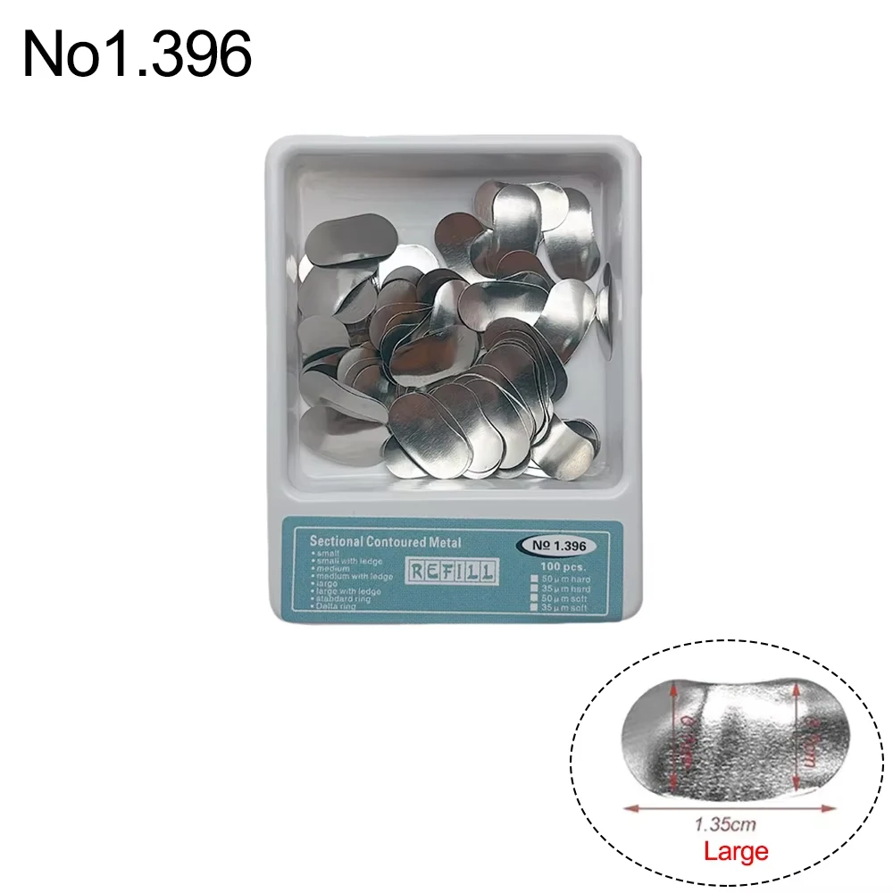 100Pcs Dental Matrix Band Kit for Teeth Restoration Metal Rings & Contoured Sectional Matrices Dental Filling Tools