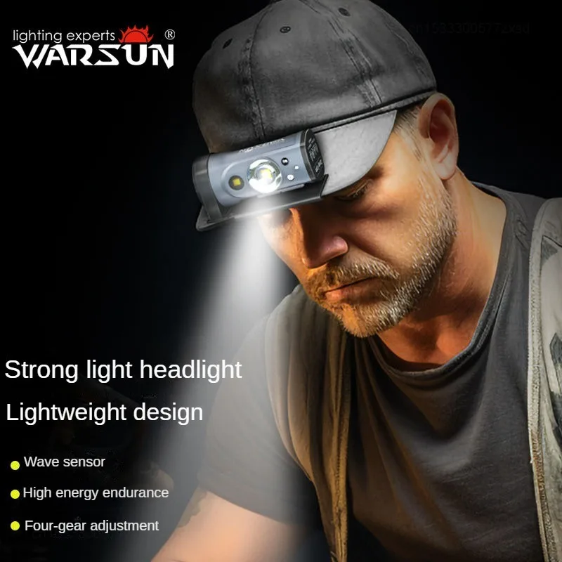 Imagem -03 - Xiaomi-warsun Led Sensor Hat Clip Lâmpada Luz Cabeça Impermeável Recarregável Pesca Busca Camping Lanterna Zoom Lanterna