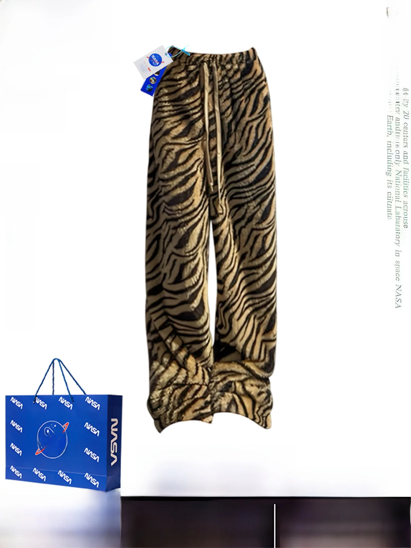 

High Waist Straight Leg Tiger Print Casual Pants Women's Autumn Winter New Sle Warm Wide Leg Pants American Hot Girl Sle