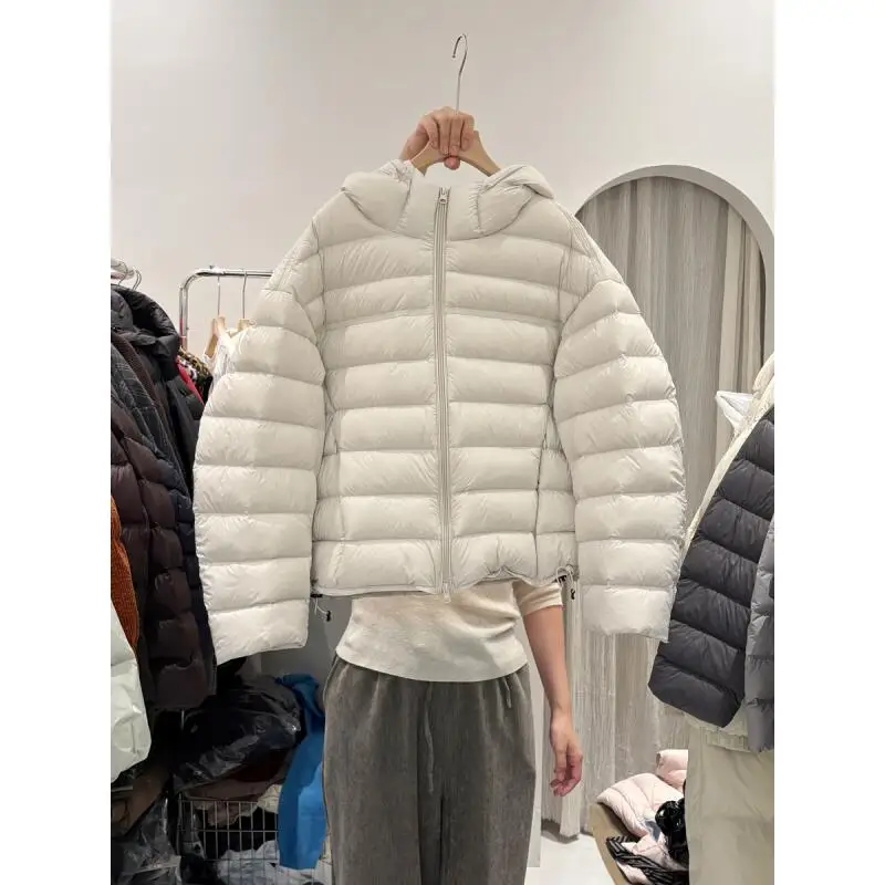 2025年冬新作 女性用コットン服 レディース ショート丈 ルーズトップス 軽量 通勤ジャケット カジュアル フード付きコットンジャケット