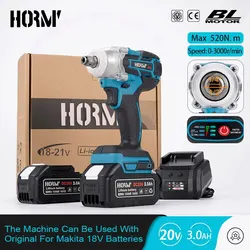 Hormy 1/2 Inch Brushless Electric Impact Wrench 520NM Cordless Electric Wrench For Makita 18V Battery Screwdriver Power Tools