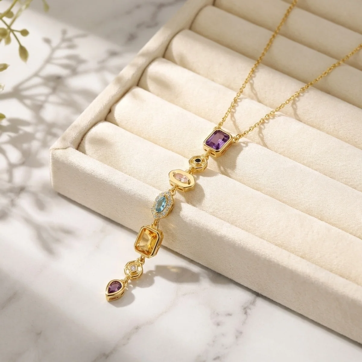 Glänzende Zirkon-Halskette mit geometrischen Verbindungsstücken und Quasten aus Edelstahl für Damen und Herren, Herz, Auge, Wassertropfen, Sonne, Mond, Stern, Choker-Schmuck – Detail 30