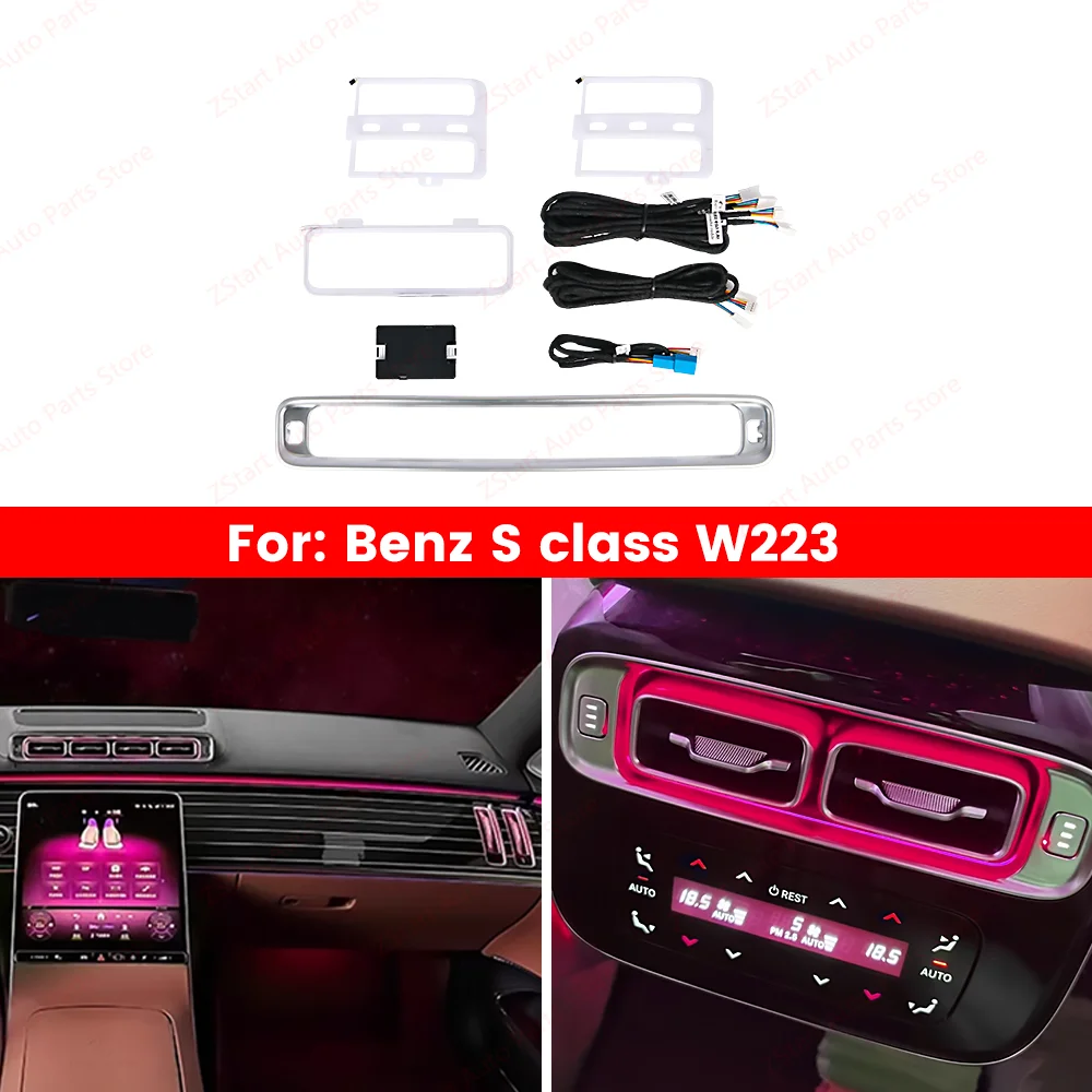 64 Colors Vent Ambient Light For Mercedes Benz S-Class W223 Air Vents LED Outlet Panel Cover Instrument Cover Car Accessories