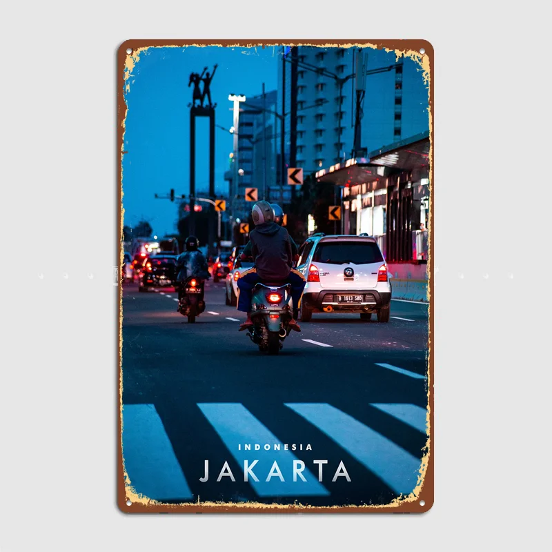 Jakarta Street Night Metal Custom Sign Living Room Wall Indoor Decor Room Decoration Bedroom Posters Home Decor