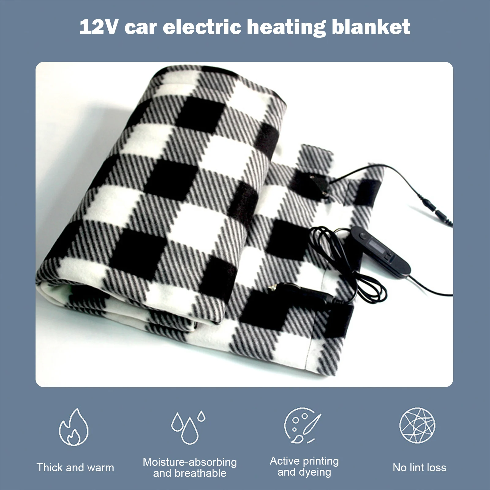 

Car 12V Heated Fleece Winter Warm Electric Blanket Travel Throw Blanket for RV Caravan Camper Constant Temperature Heating Blank