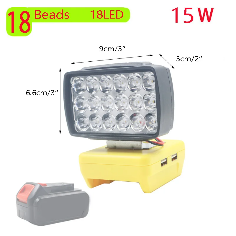 

Car LED Working Lights Lamp Flashlights Electric Torch Spotlight For Dewalt 18V 20V 60V Li-ion Battery High Low Beam Control