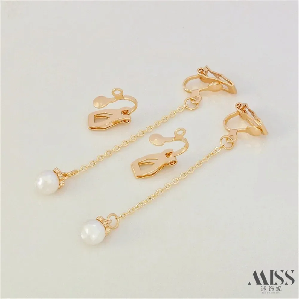 14K Gold Plated Ear Hole Free with Hanging Ear Clip Spring Clip Triangle Clip DIY Handmade Earrings Ear Accessories Clip Ear