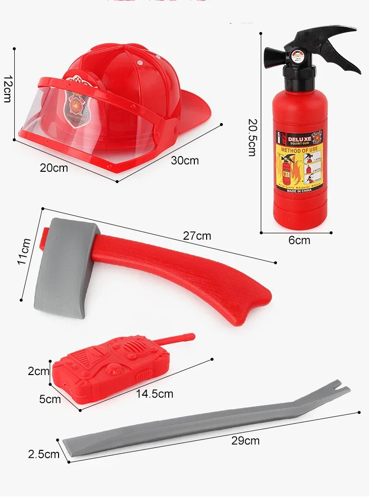 Kids Simulation Firefighter Toy Set Fireman Cosplay Prop Plastic Firefighter for Kids education Gift Fire Props