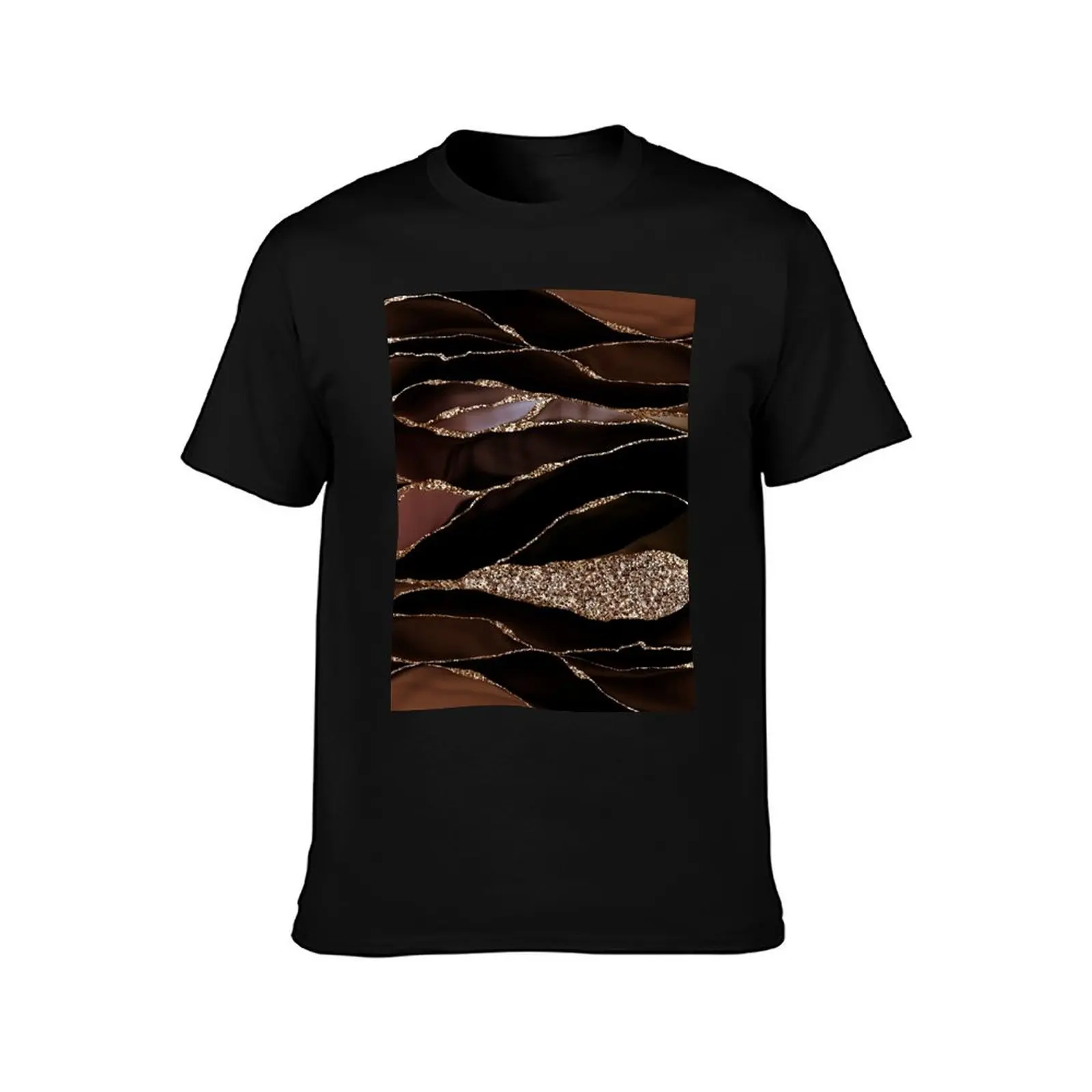 cappuccino brown Faux marbled texture T-Shirt Work Duty Casual T-Shirt