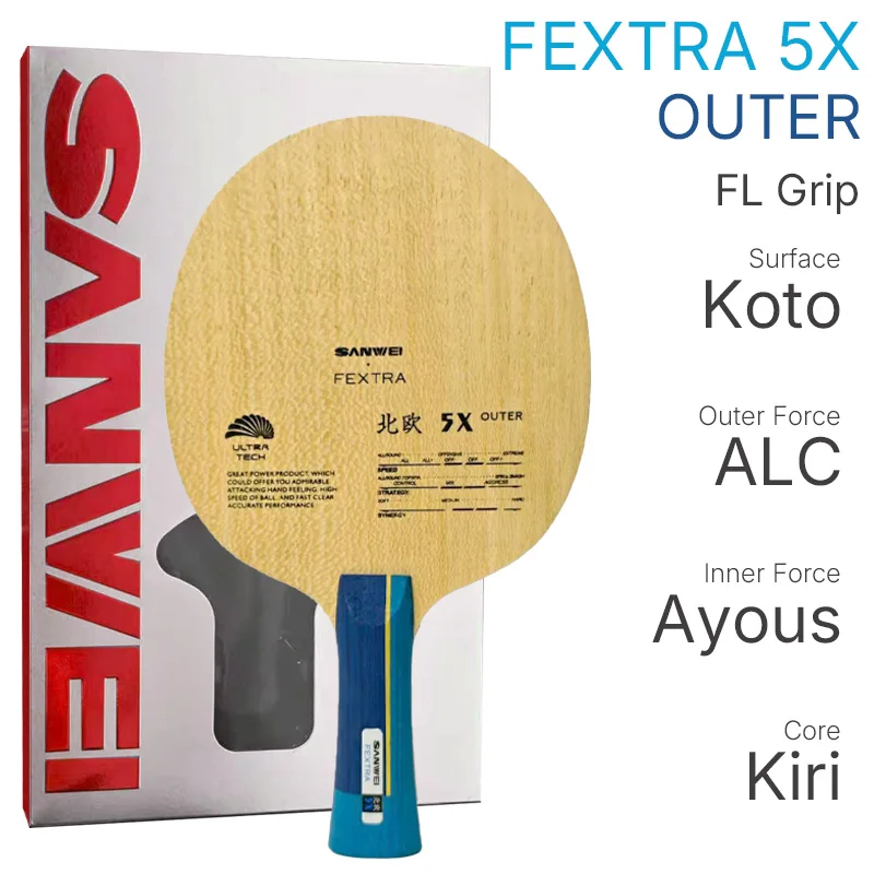 SANWEI FEXTRA 5X Table Tennis Blade Inner Outer Basalt Fiber Ping