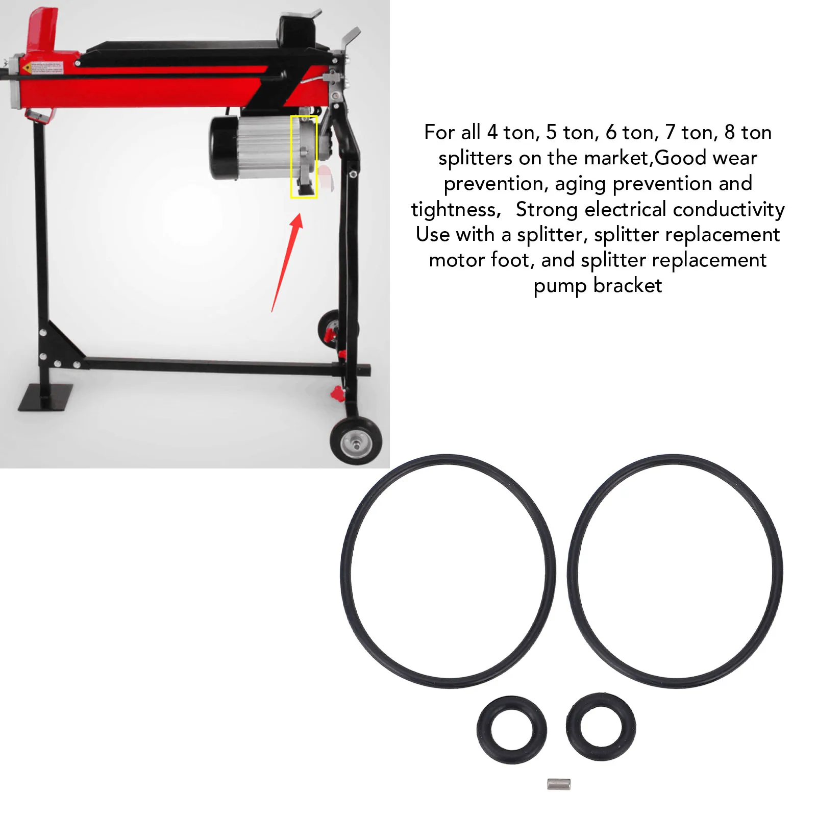 Log Splitter  Kit for 4-8 Ton Hydraulic Electric Motor Replacement Pump Cast Housing Rubber Hydraulic Log Splitter  Kit