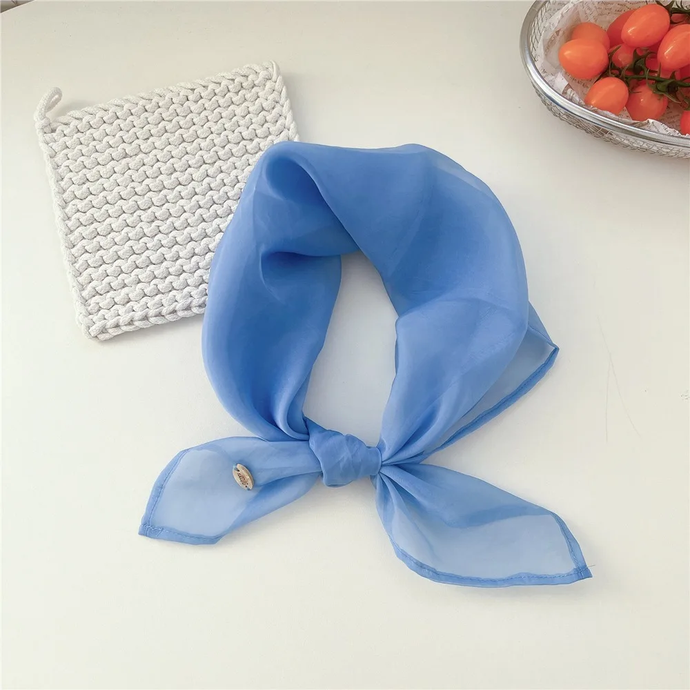 

Solid Color Small Square Scarf Thin Transparent Cotton Linen Scarves Headband Scarf Hair Band Square Handkerchief Vacation
