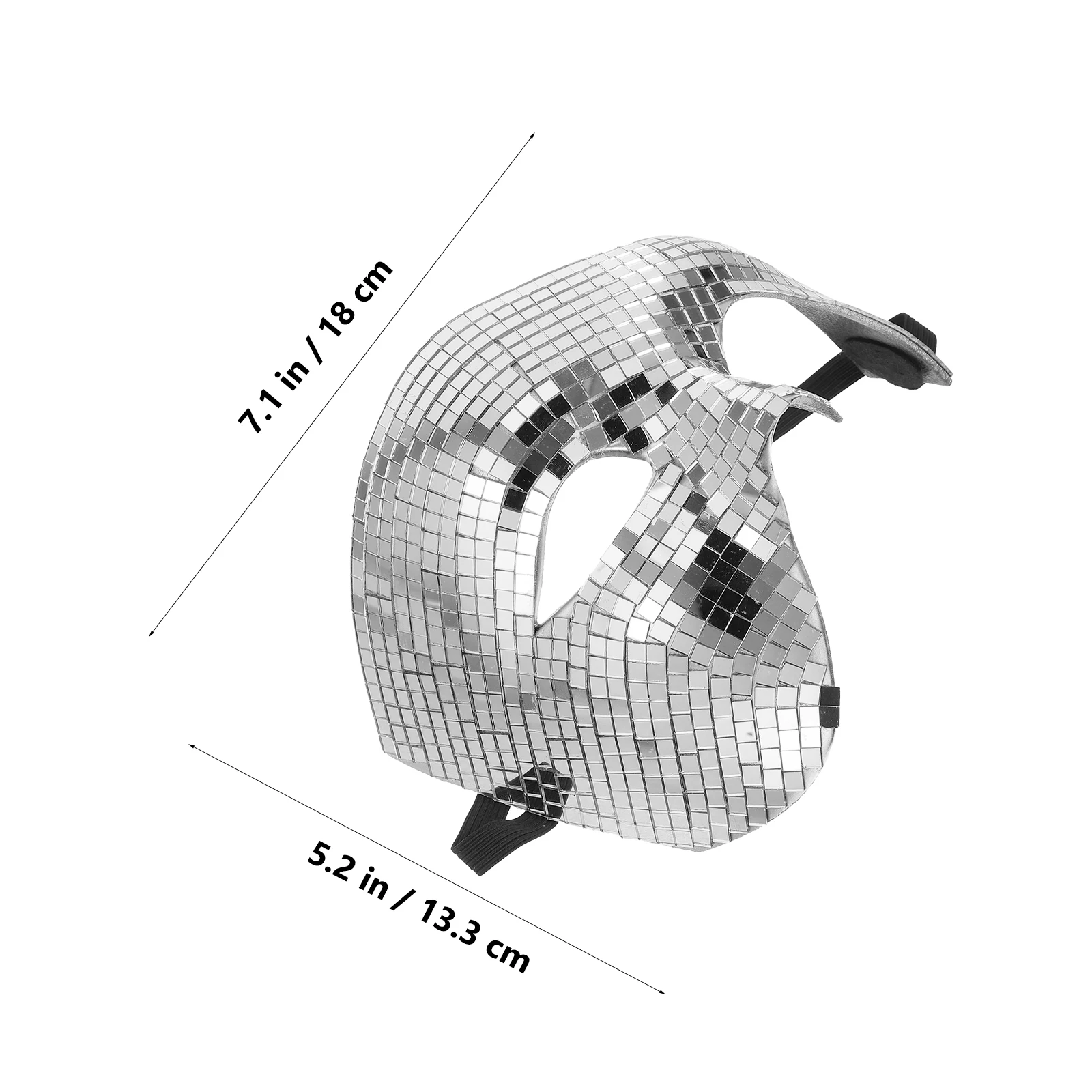 Masque Disco Disco miroir, masque facial miroir, boule de mascarade, couverture faciale, fête d'halloween, adultes, tenues de musique à paillettes, accessoires