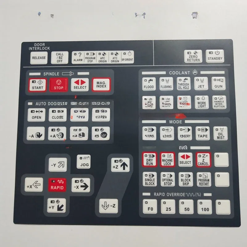 Vertical machining center VX400, VX500 operation panel leather key film