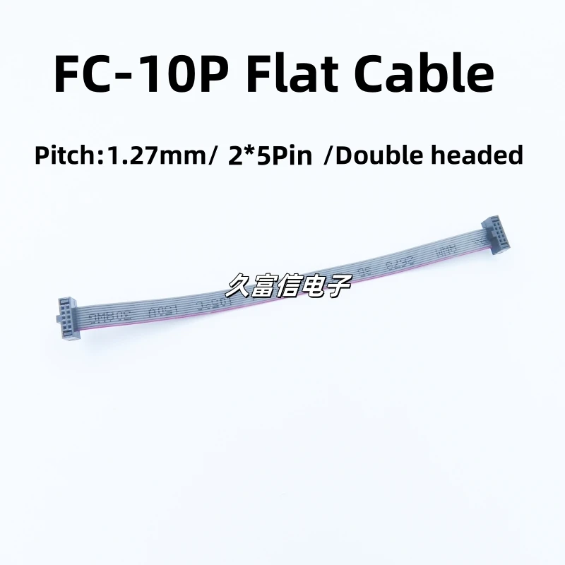 

1PCS FC-10P Flat Cable 1.27mm Pitch 2*5Pin IDC Cable 50cm 80cm 1m Gray Flat Ribbon Data Connection Cable JTAG Download Cable