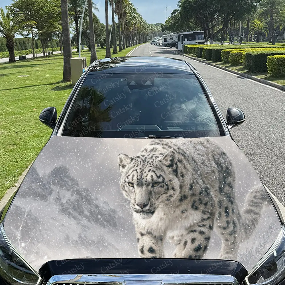 

Car Decal Snow Leopard with Gray Textural Artistic Fusion Design, Creating a Mysterious and Awe-Inspiring Visual Car Hood Sticke