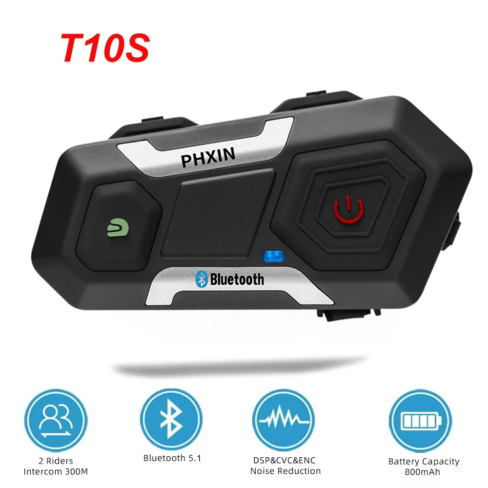 

2026 New T10S Motorcycle Helmet Bluetooth Headset 2 riders Intercom Wireless Bluetooth Waterproof Noise-proof FM