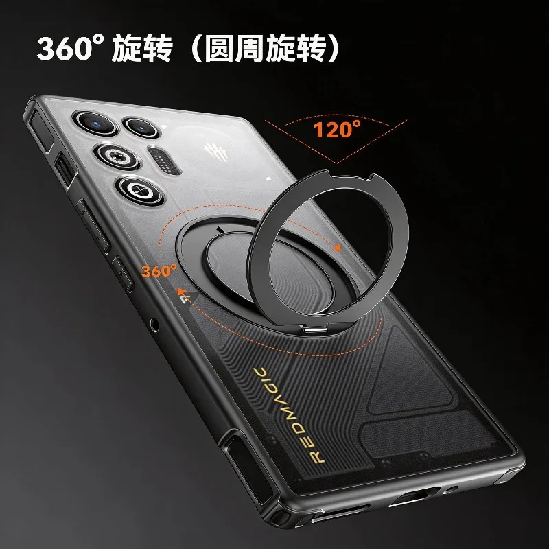 

For Red Magic 11Air case Magnetic 360 Rotation Ring Holder Matte Acrylic Clear Bumper Protective Phone Cover