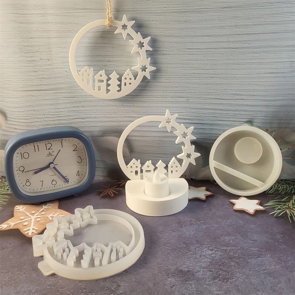 2025 New Hot Sale Mould Star Circle House Plug-in Decorative Plaster Mold Home Decor Cement DIY Ornament Ceramics Silicone Molds