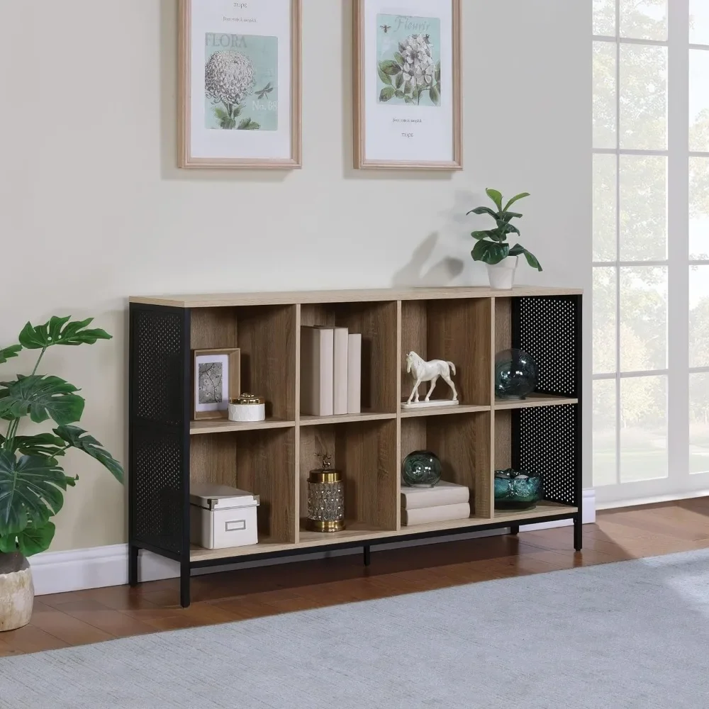 OSP Home Furnishings   Ozark Ash Finish Ace Contemporary Modern Storage Cube Bookcase 8 Cubes