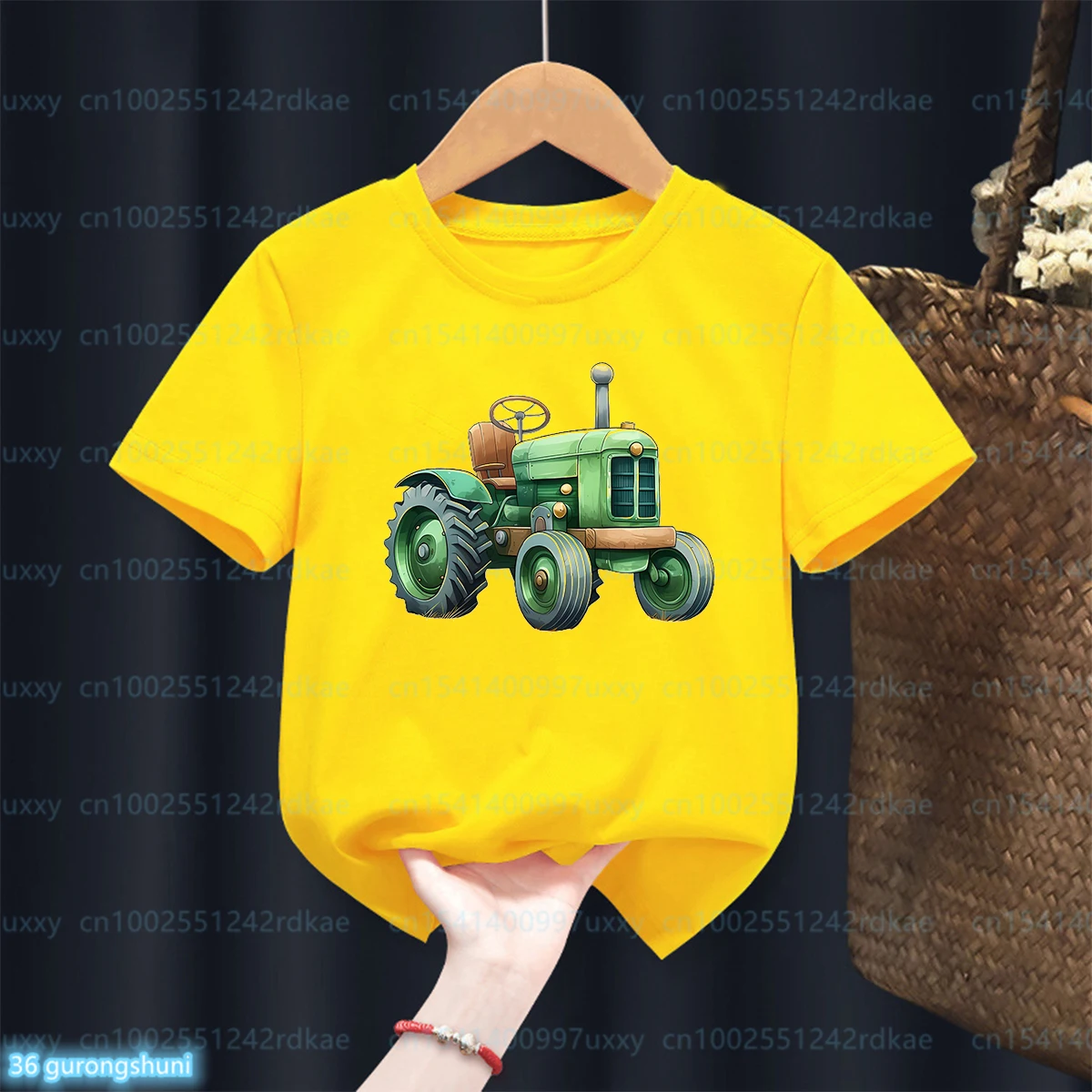 New Summer Style Boy T-Shirt Funny Cartoon Tractor Ted Graphic Print Kids Tshirt Fashion Trend Toddler T Shirt Short Sleeved Top