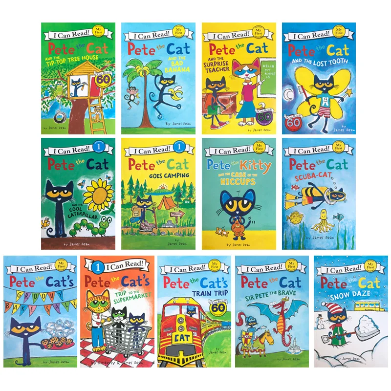 New 13 Books/Set Pete the Cat English Classic Picture Story Books I Can Read My First Reading 22.8x15.2cm