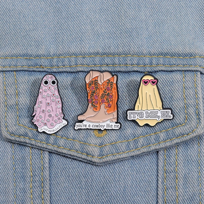 

Cool Ghost Enamel Pins Custom You're A Cowboy Like Me Brooches Lapel Badges Funny Jewelry Gift for Kids Friends