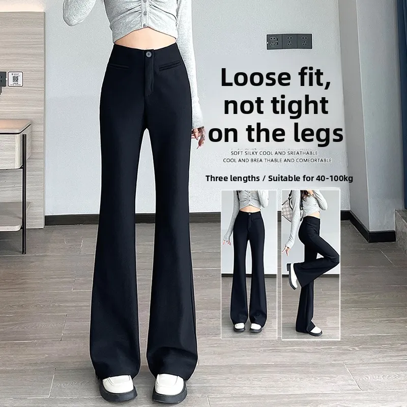 Bla ارتفاع الخصر سليم صالح متوهج السراويل النسائية الخريف الشتاء جديد Sle طويل مستقيم نسخة ضيقة دعوى السراويل لباس غير رسمي