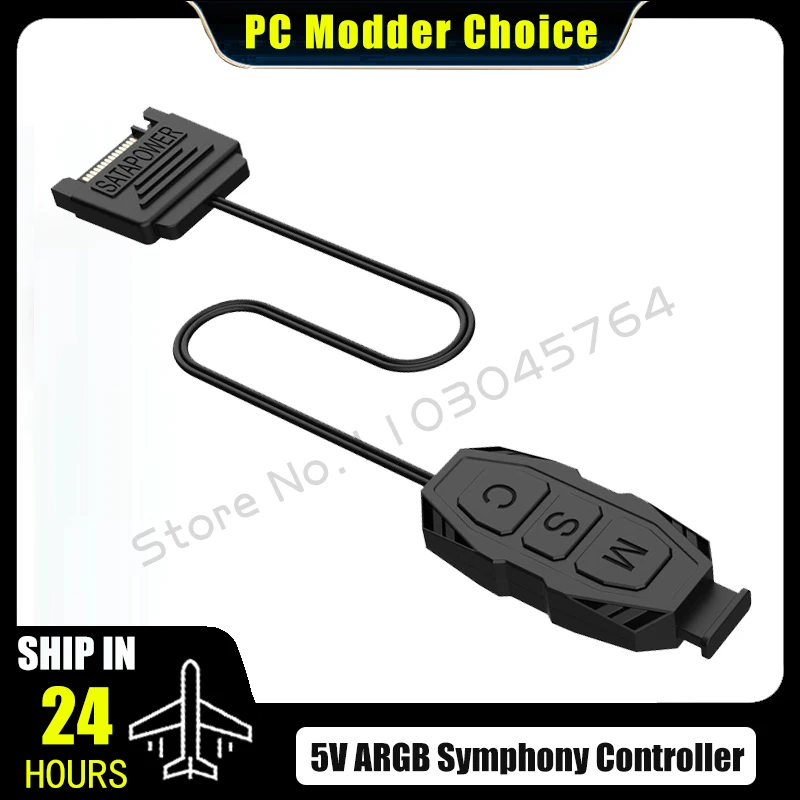 5V 3Pin RGB Manual Controller to SATA Power Supply Converter Adjust Led Light Interface Adapter, 3 Buttons Control
