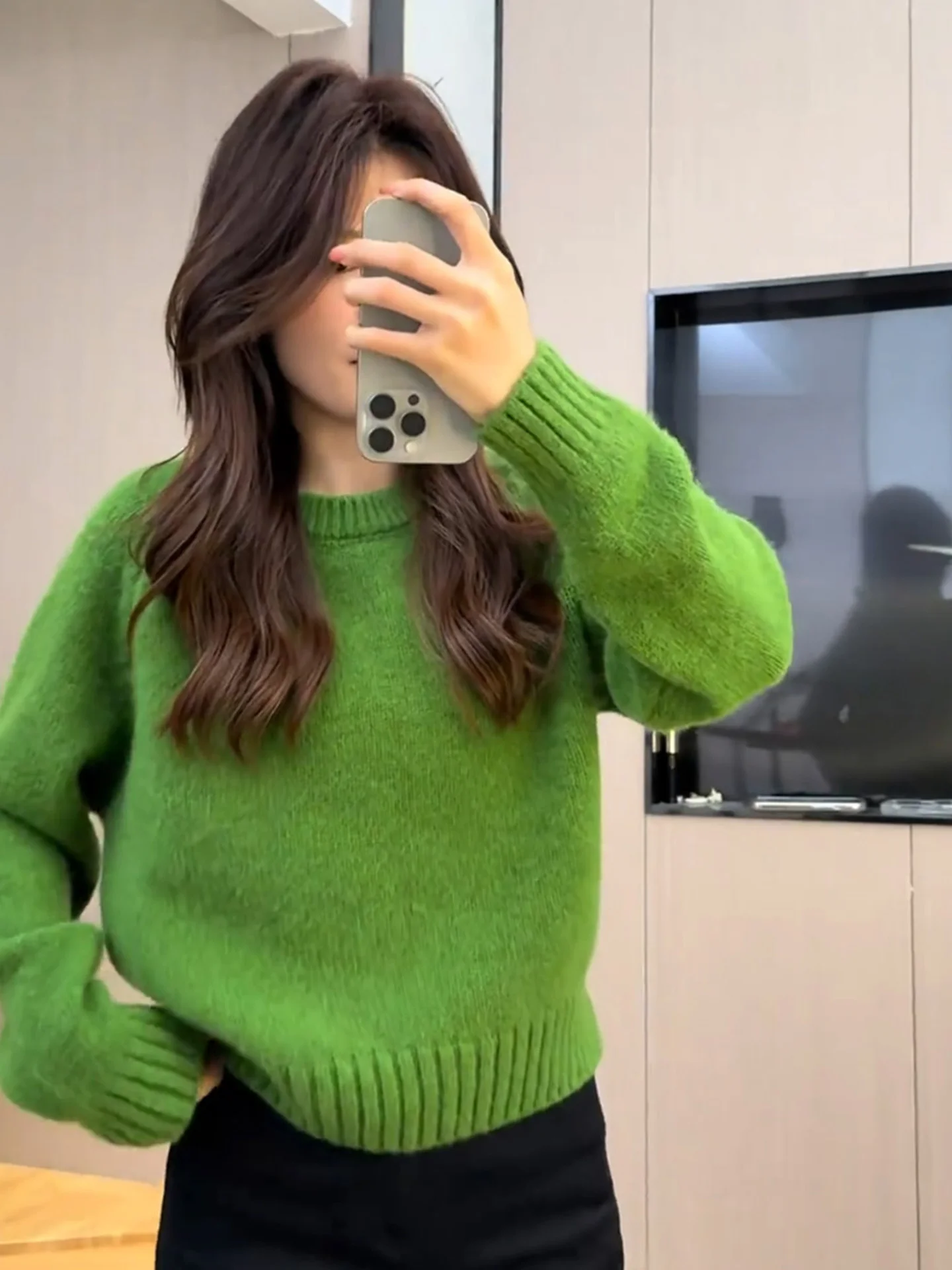 Cisas الأحمر ort محبوك سترة Aosphere الشعور شتاء جديد وصول المرأة الأعلى الحلو Sle فضفاضة تناسب طويلة Sve #4