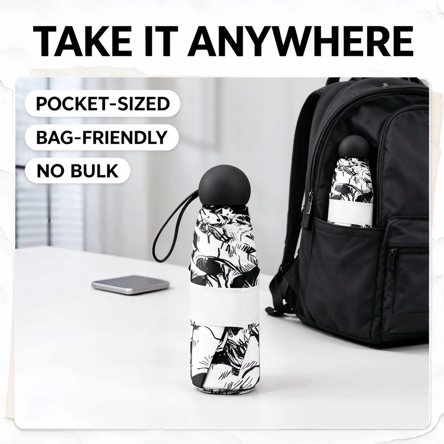 Halloween Skull Print Mini Pocket Umbrella UV Protection Lightweight Compact Folding Sun Umbrella for Travel Gift Daily Use
