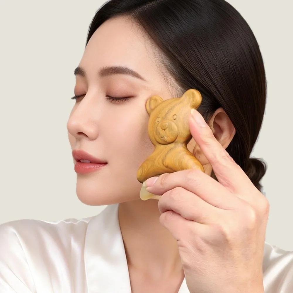 

Reduce Puffiness Bear Shape Skin Scraping Board Lifting and Tightening Traditional Guasha Tool Natural Material Relaxation