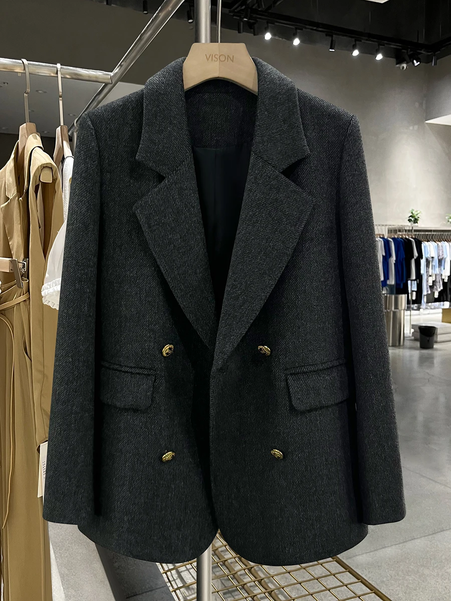 

Твидовый женский пиджак Deep ey в корейском стиле, приталенный, осенне-зимний, высококачественный, модный, укороченный, в западном стиле, для офиса