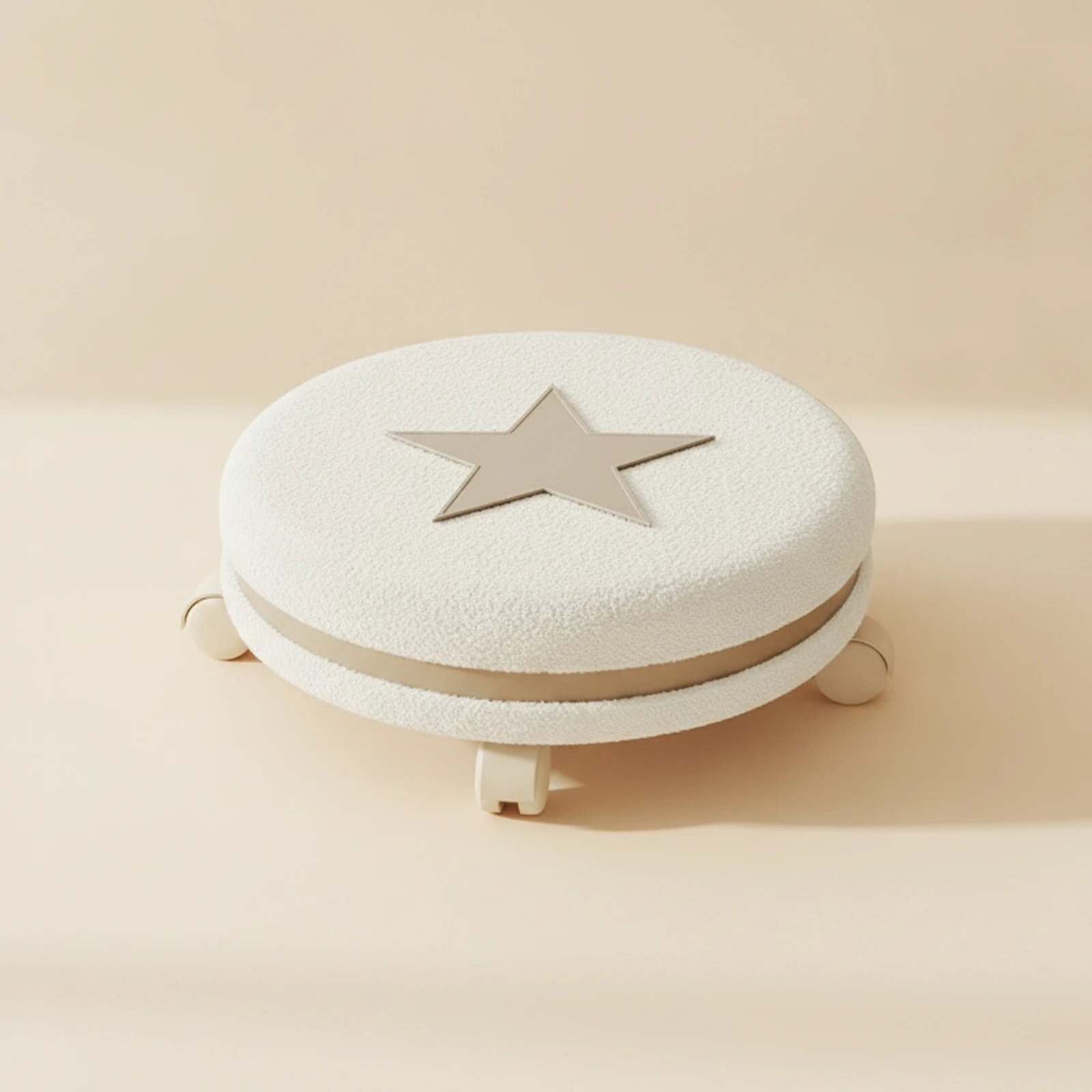 Low Rolling Stool Washable Low Stool with Backrest Roller Seat Upholstered Comfortable for Children, Playroom, Reading Corner