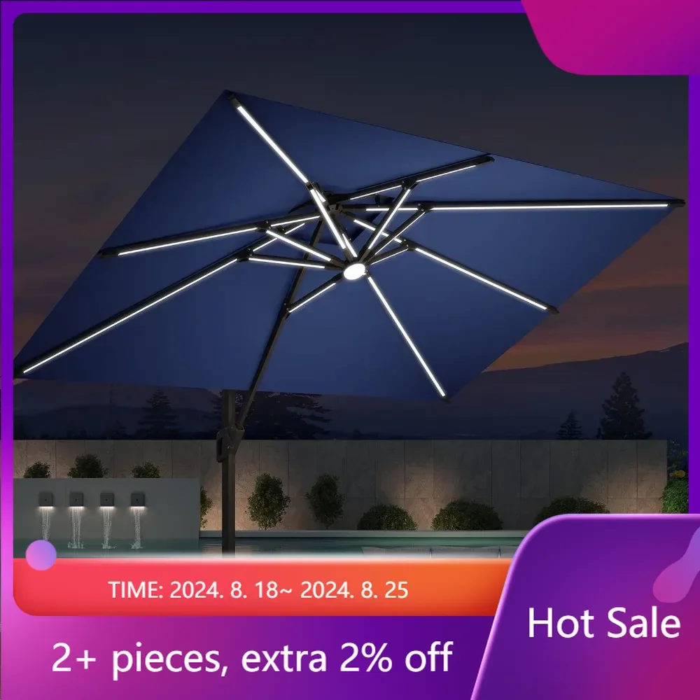 

360° Rotation Offset Umbrella for Pool Deck Garden Backyard Beach Umbrellas for Garden and Terrace Furniture Navy Large Parasol