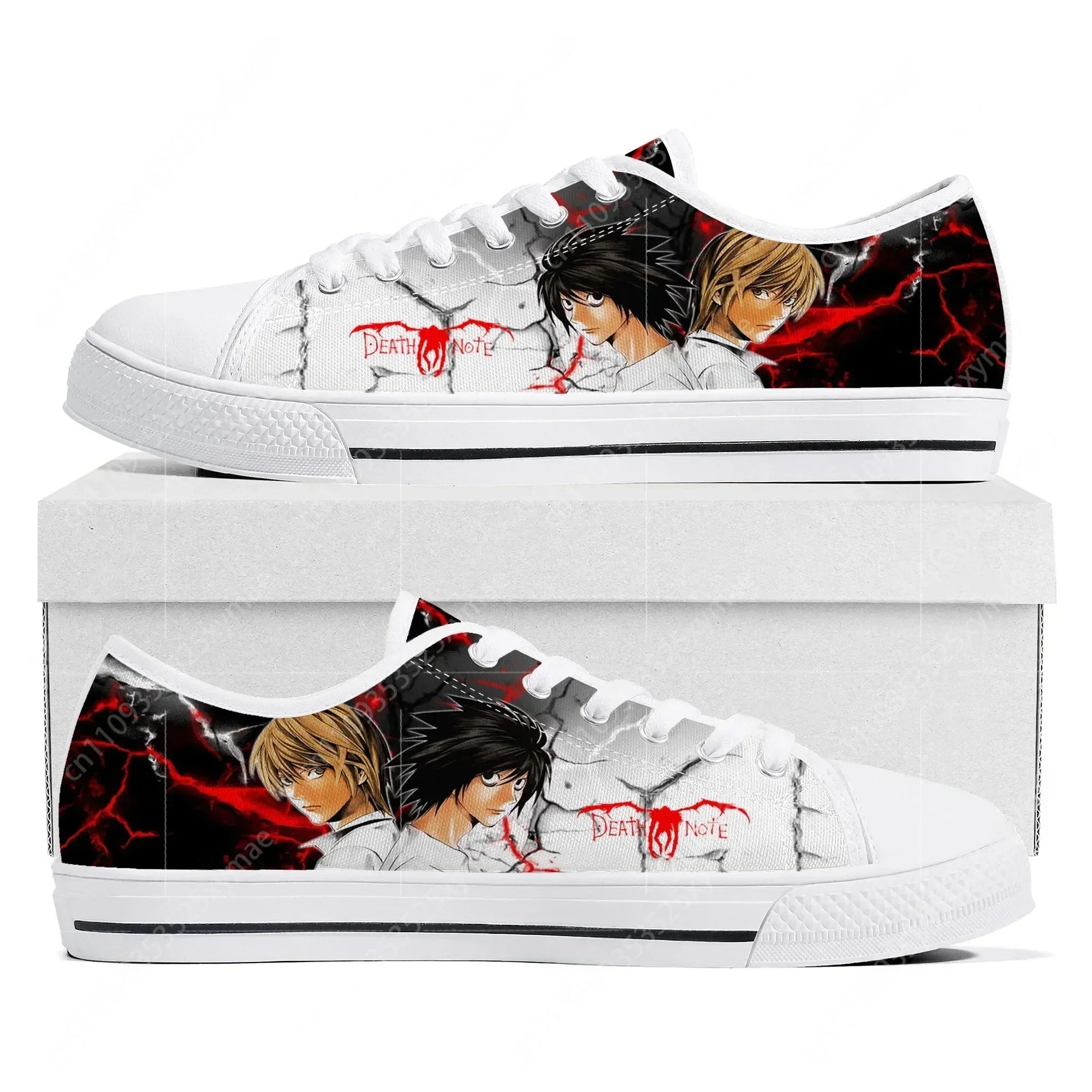 Cartoon Death Note Yagami Lawliet L Low Top Sneakers Mens Womens Teenager Canvas Sneaker High Quality Couple Shoes Custom Shoe