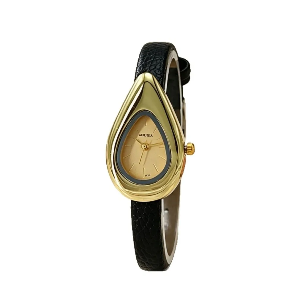 New PU Leather Drop-shaped Watches Precise Luxury Quartz Wristwatch Elegant Versatile Bracelet Watch Clothing Accessories