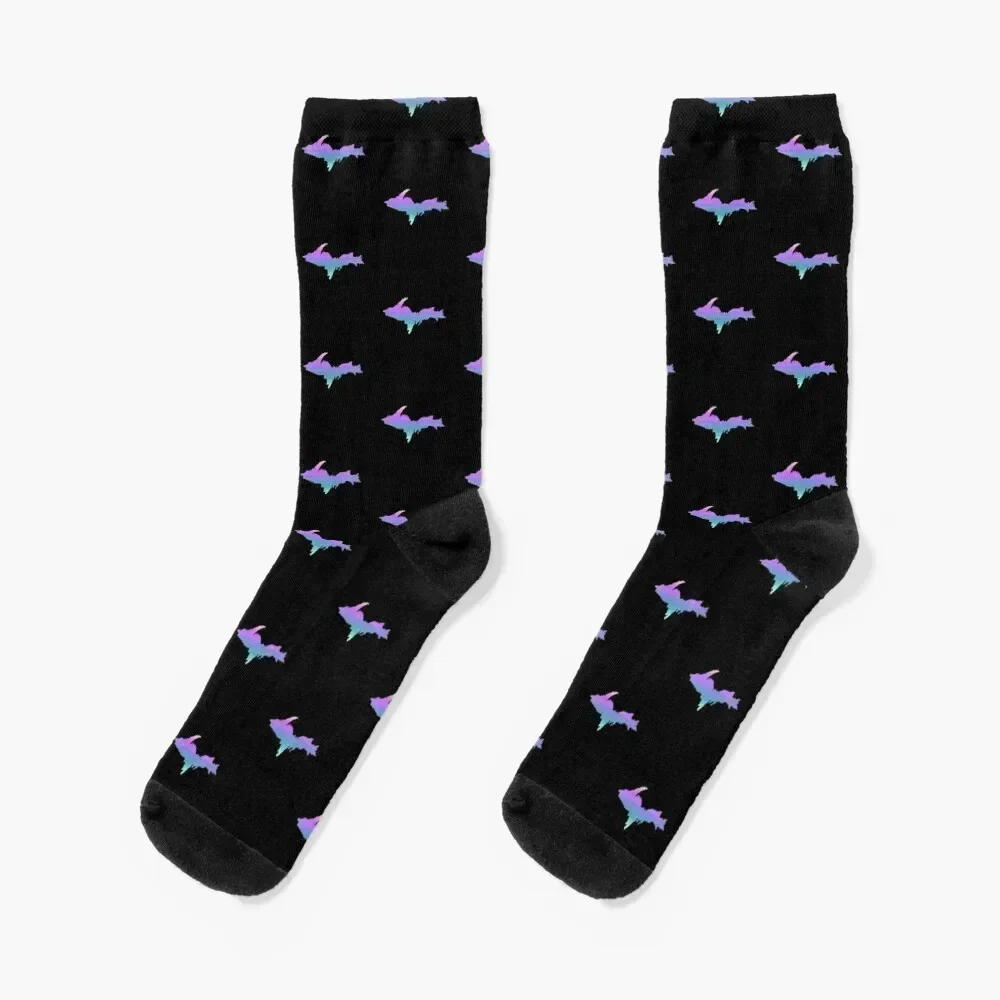 

UP Upper Peninsula Blue Green Pink Purple Ombre Graphic Yooper 906 Socks tennis Climbing shoes Men Socks Women's