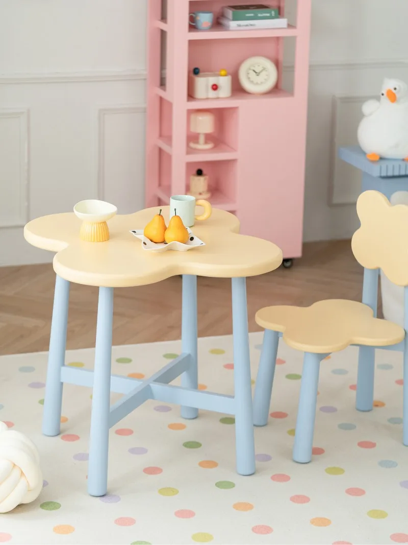 Dopamine cream style household dining table dining chair petal-shaped simple modern small apartment table