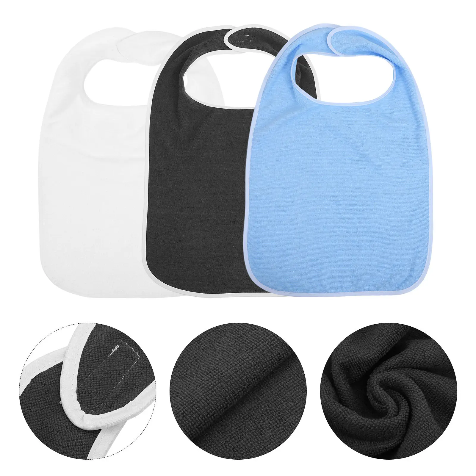 

Набор из 3 модных дышащих водонепроницаемых моющихся регулируемых нагрудников для пожилых женщин с функцией сбора крошек для защиты при приеме пищи