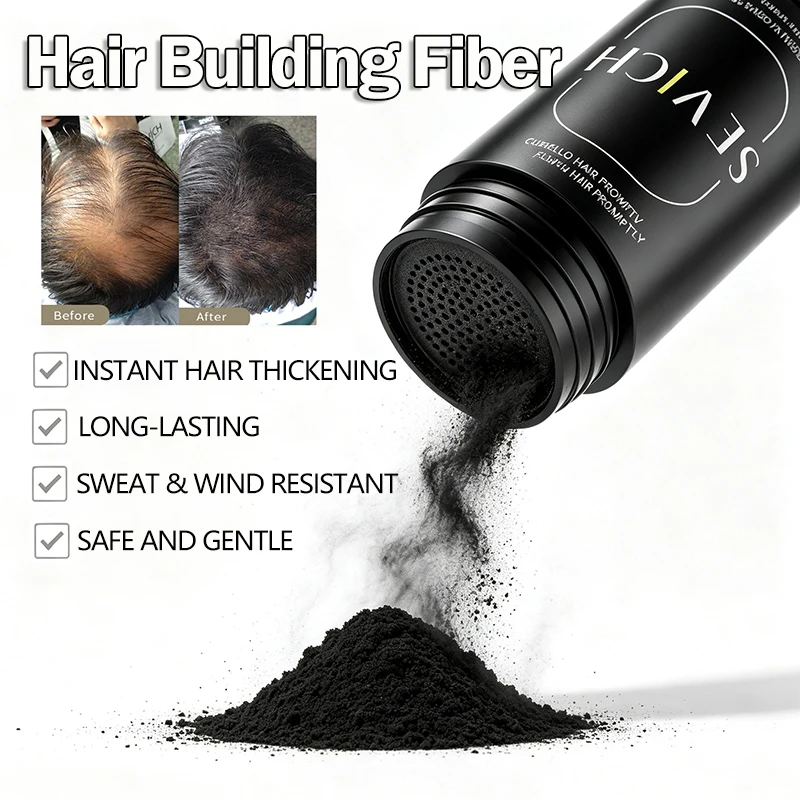 Hair Fiber Powder Hair Building Fiber 25g Instant Hair Regrowth Thickening Powder Hair Wind/Sweat-Proof 24H Hold for Thin Hair