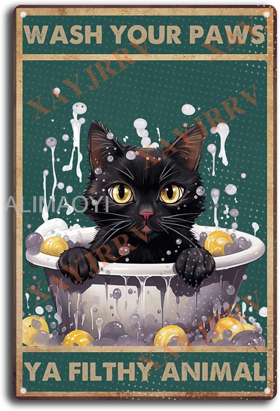 Vintage Metal Tin Sign Black Cat Metal Tin Sign Wash Your Paws Ya Filthy Animal Metal Sign Decor Tin Sign Wall Art Meta Alu sign