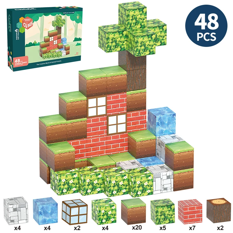 Magnetische bouwstenenset voor kinderen vanaf 3 jaar, STEM Montessori DIY-kubussen, creatief educatief zintuiglijk speelgoed voor jongens en meisjes cadeau
