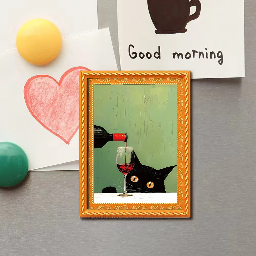 1 Piece of Retro Peeking Black Cat Fridge Magnet, Fun Bar-Style Black Cat Art Magnet, Decorative Magnetic Sticker for Fridge, Storage Cabinet, Whiteboard, Creative Gift for Cat Lovers