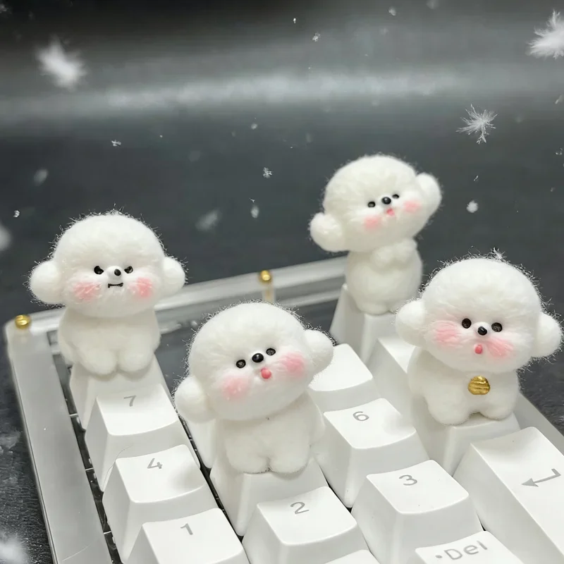 Plush Animal Keycap, Cute Dog Artisan Key Cap for Cherry MX Switch Gaming Keyboard Decor