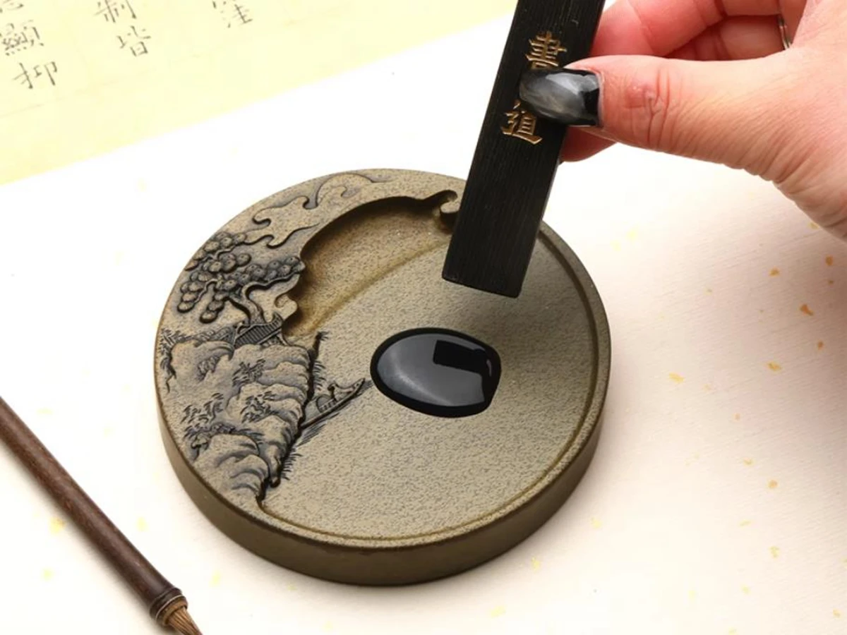 She Inkstone Small Inkstone Sumi-e Water Ink Brush Chinese Calligraphy Painting Tools image 2