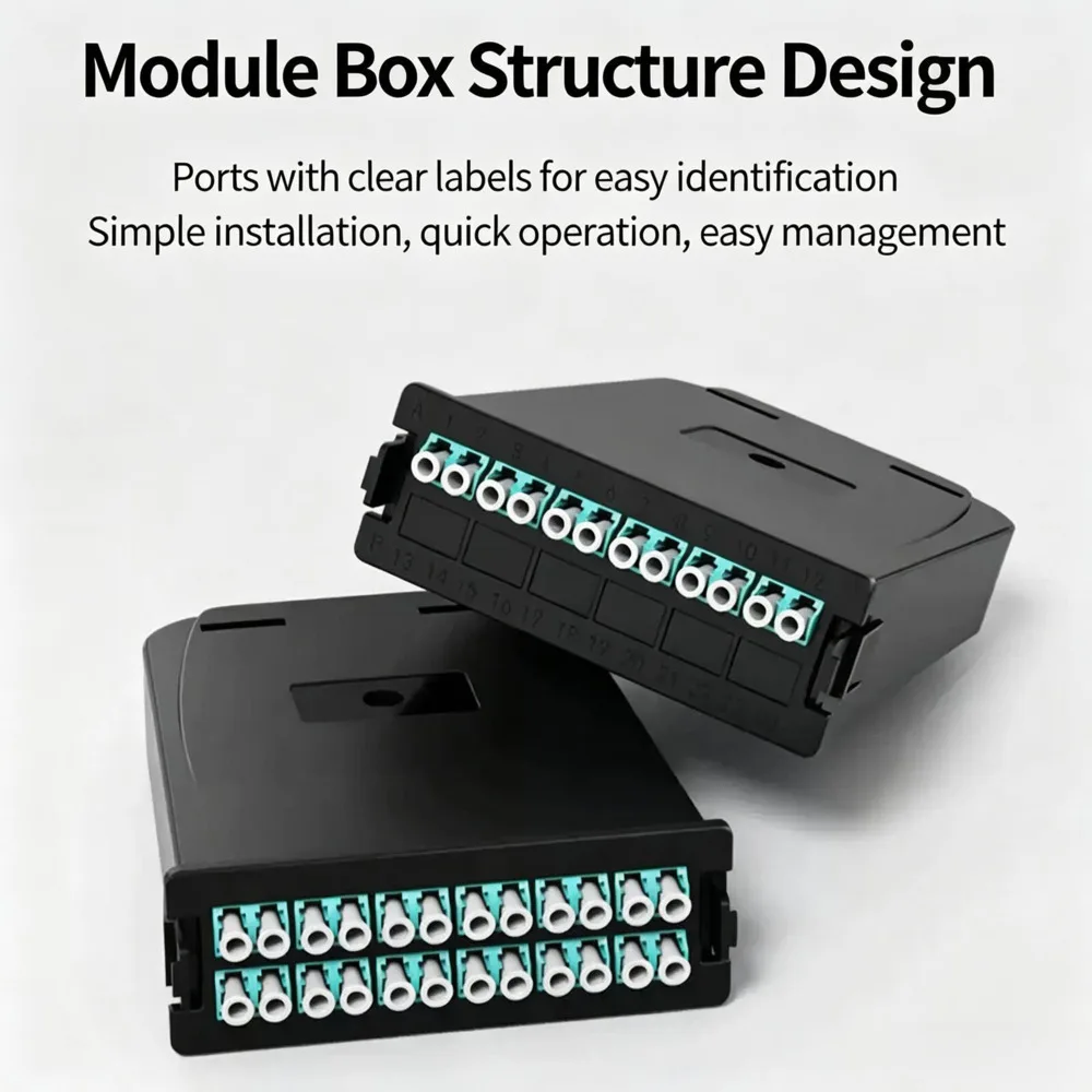 MPO Module Box 12/24 Core MPO-LC 10G Multimode OM3OM4 Fiber Optic Patch Cord Adapter Protection Box with Rack Mount Terminal Box